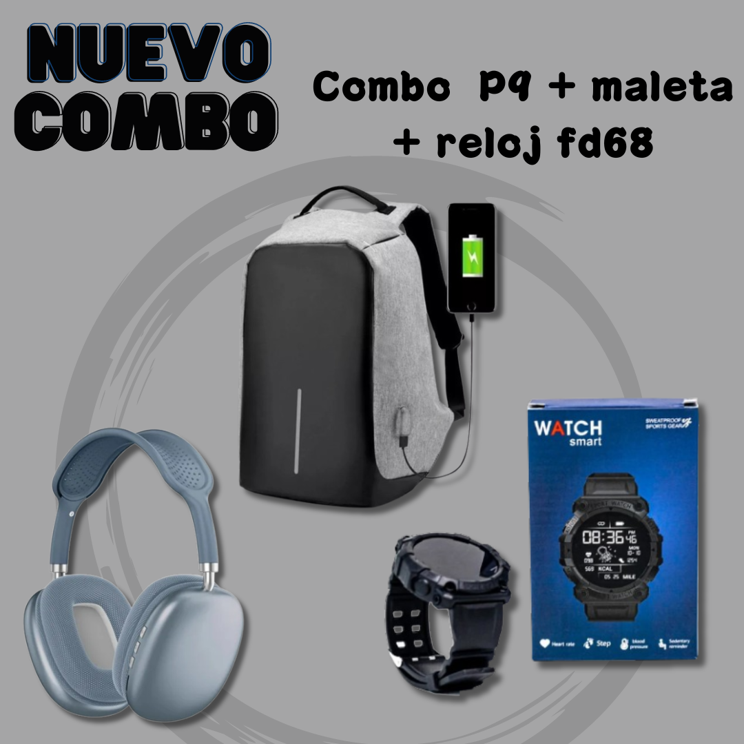 Combo  P9 + maleta + reloj fd68