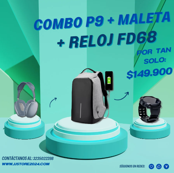 Combo  P9 + maleta + reloj fd68