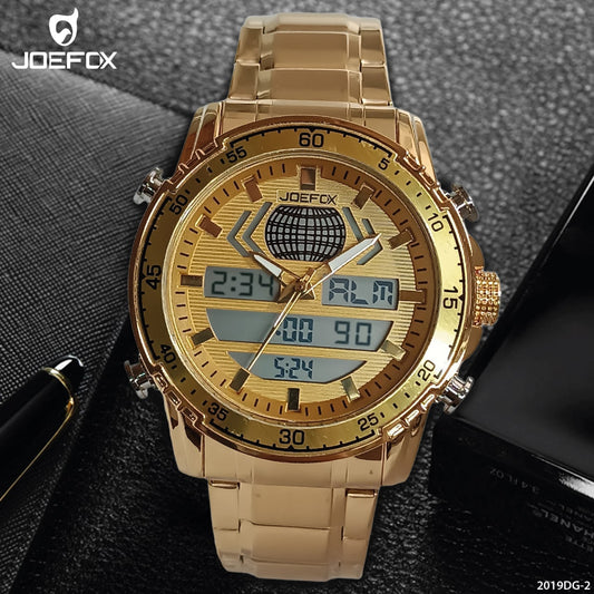 2019DG-2 RELOJ JOEFOX DOBLE HORA DORADO